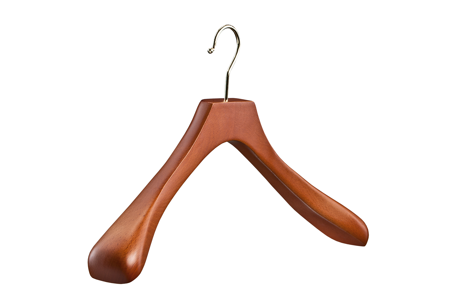 Wooden hanger on a white background
