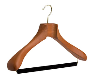 Butler Luxury Tailor Made® Wood Suit Hanger in Deep Butterscotch with velvet trouser bar