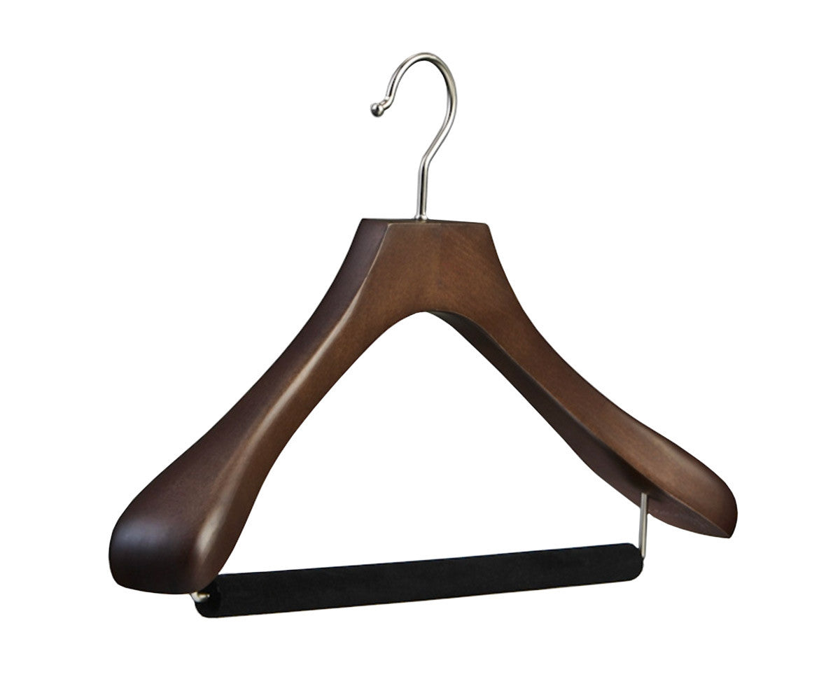 JS HANGER 10 Pack Wooden Coat Hangers - Lightweight Wood Hangers With Non-Slip Pant Bar, Natural Finish