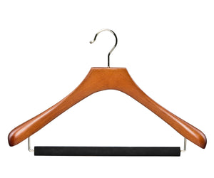 Percha para trajes de madera Butler Luxury con barra para pantalones de terciopelo